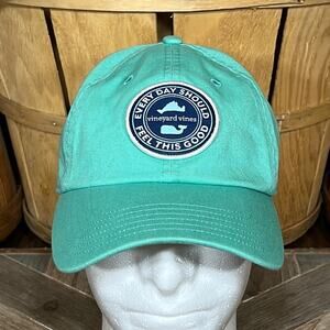 Vineyard Vines Everyday Should Feel This Good Logo Patch Teal Baseball Hat OS